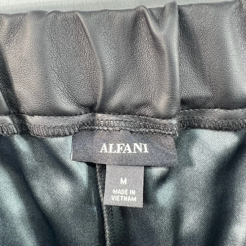 Alfani Faux Leather Pants Womens Size Medium Black Pockets - Image 4 of 4