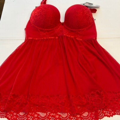 Daisy Fuentes Intimates Lace Baby Doll negligée thong Push Up Bra size 1x