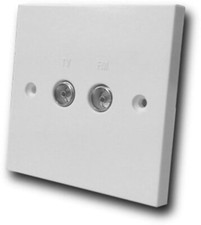 DOUBLE TWIN FLUSH FITTING TV COAX Female AERIAL WALL SOCKET FACE PLATE Satellite