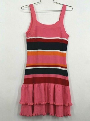 Wild Honey Womens Pink Short Sweater Dress Ruffle Skirt Sleeveless Scoop Neck M