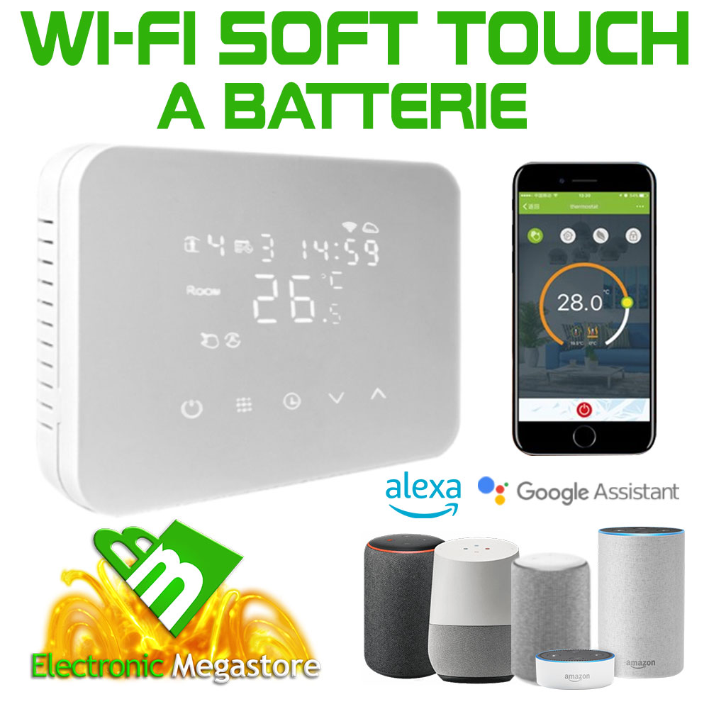 Termostato WiFi Intelligente Per Caldaia - Programmabile, Compatibile Con Alexa E Google, Alimentato A Batterie