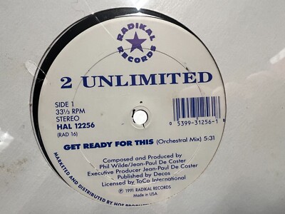 2 Unlimited Get Ready For This 12'' 1991 RADIKAL HAL12256 SHRINK