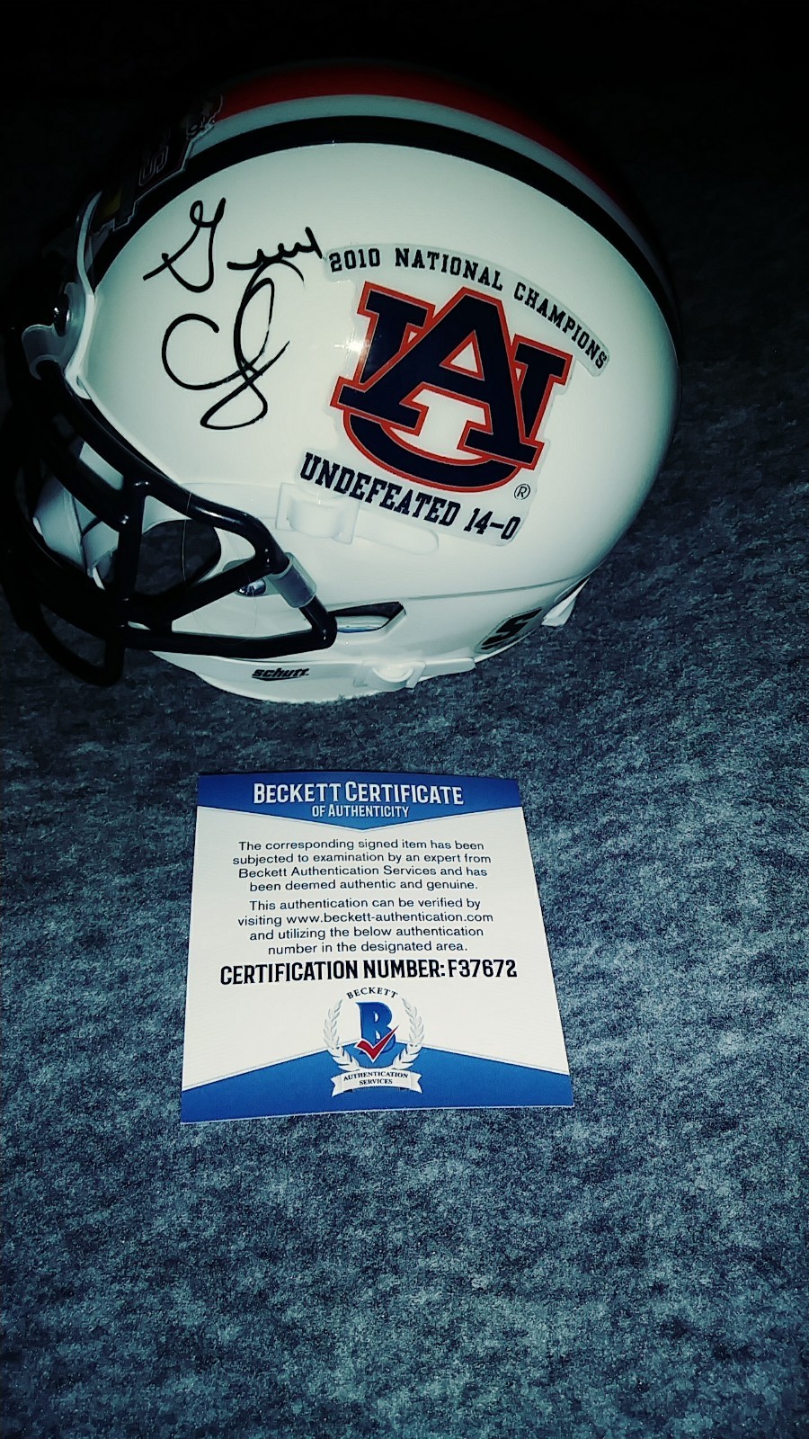 gene chizik Autographed Signed Auburn Tigers Mini Helmet 2010 national champs beckett 