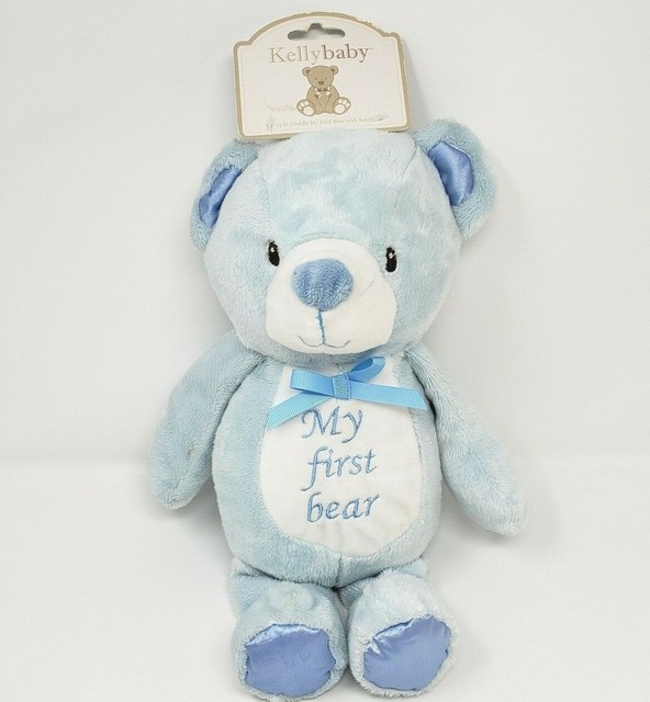 NEW KELLY BABY BLUE MY FIRST 1ST TEDDY BEAR RATTLE STUFFED ANIMAL PLUSH
