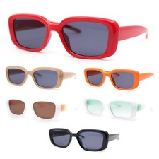 Mod Rounded Rectangular Stylish Minimal Retro Sunglasses