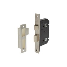 Bolt Through Bathroom Mortice Lock - Brushed Chrome - 63mm and 76mm