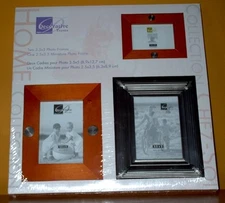 SET OF 3 DECORATIVE TRENDS PEWTER WOOD PHOTO FRAME GIFT SET! FREE SHIPPING!!