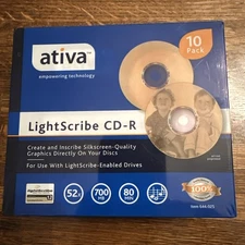 Ativa LIGHTSCRIBE CD-R RECORDABLE MEDIA 52x 700mb 80min 10 PACK New & Sealed