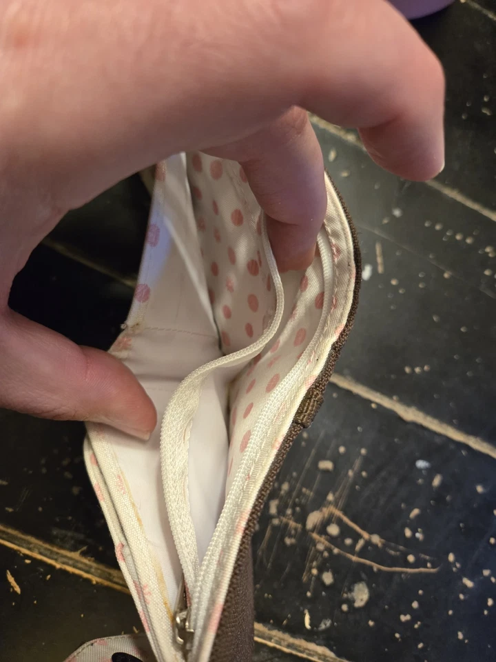 Volcom Wallet Womens One Size Brown Canvas Embroidered Logo Zipper - Image 4 of 4