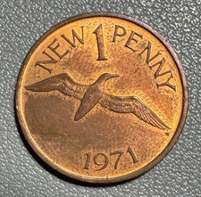 1971 Guernsey 1 New Penny bronze coin - Excellent Condition