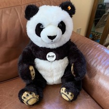 Extra Large Steiff Germany Pummy Panda Bear Stuffed Animal Plush Seated Tags 20"