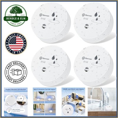 4 Pack Water Leak Detectors with 100dB Alarm for Home Safety and Protection