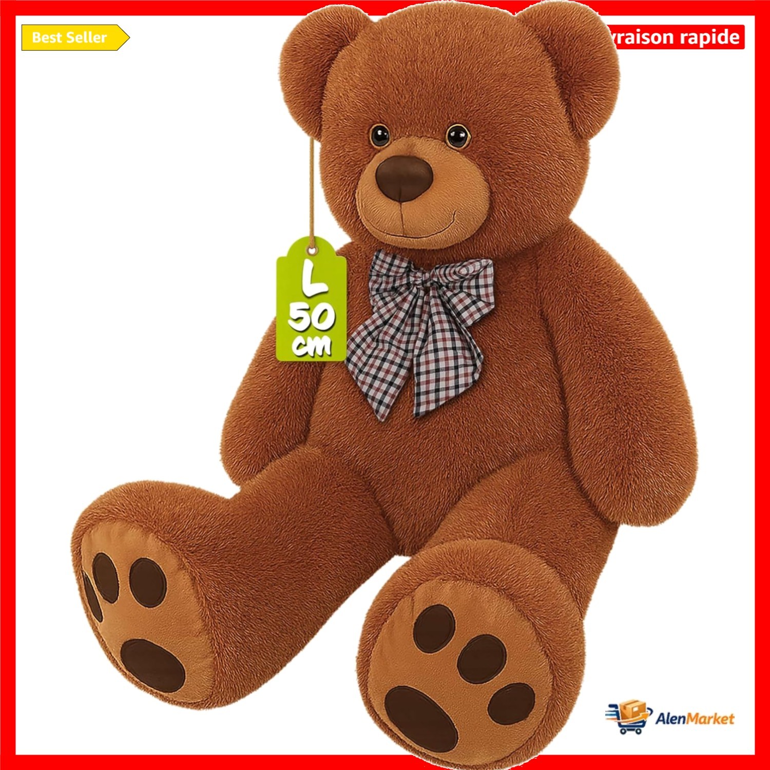 Ours en peluche 50cm Monzana doudou lavable anti-acariens pour bébé