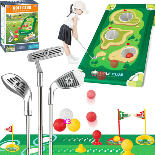 Toddler Golf Clubs Play Set, Length Adjustable Kids Golf Clubs 3-5 with Putti...