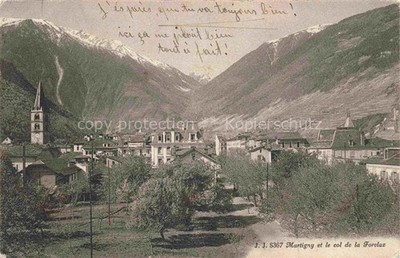 MARTIGNY Martinaco VS Vue générale et l'église Col de la Forclaz Alpes