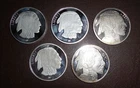 Buffalo Indian Head Rounds Silver 999 Troy 1 Oz. Rounds , Lot of 5