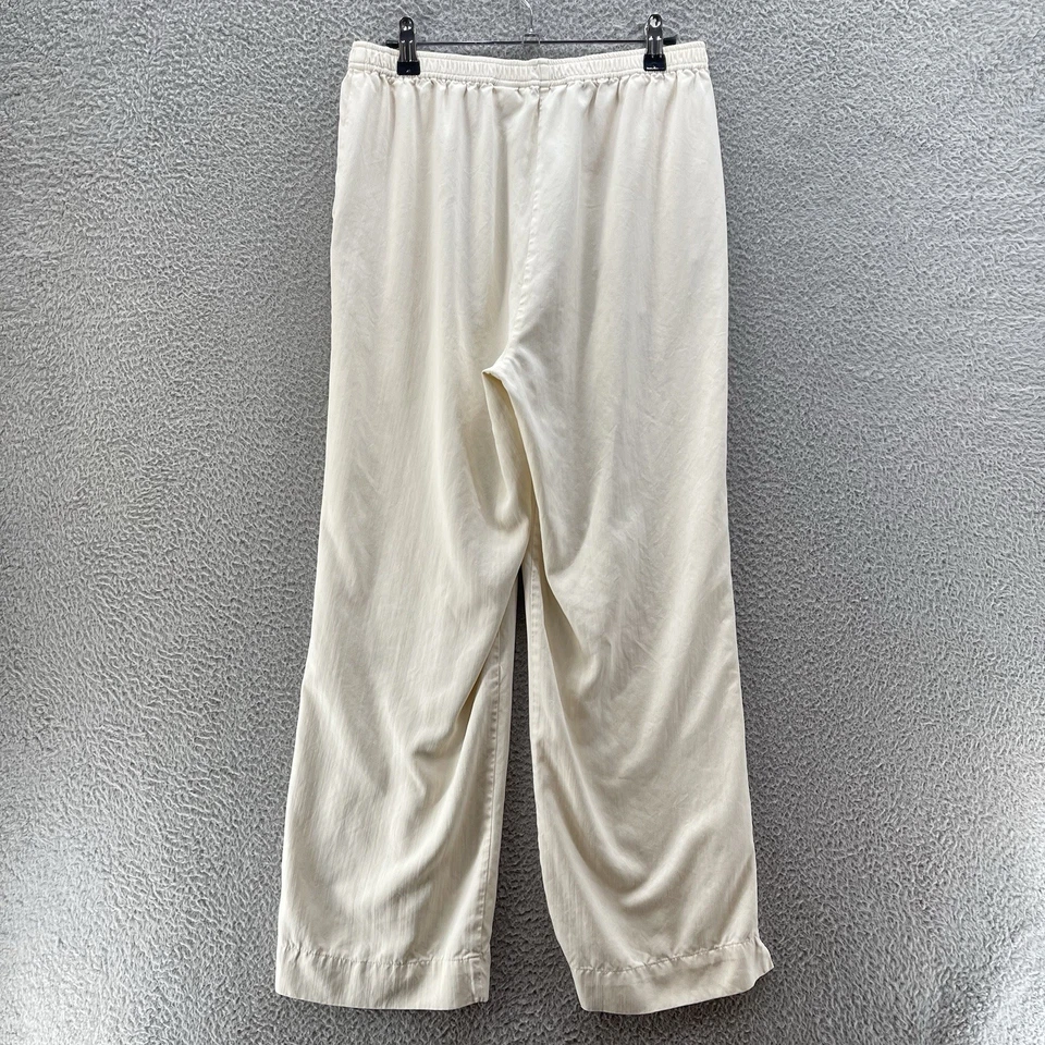 Tommy Bahama 100% Silk Pants Women Medium Beige Pull On Wide Leg Comfort * - Image 2 of 4