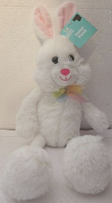 Soft and Cuddly 17 In White Bunny Rabbit Easter Basket Gift Easter Egg Hunt
