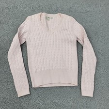 Tommy Hilfiger Sweater Womens Medium Pink V-Neck Cable Knit Pullover