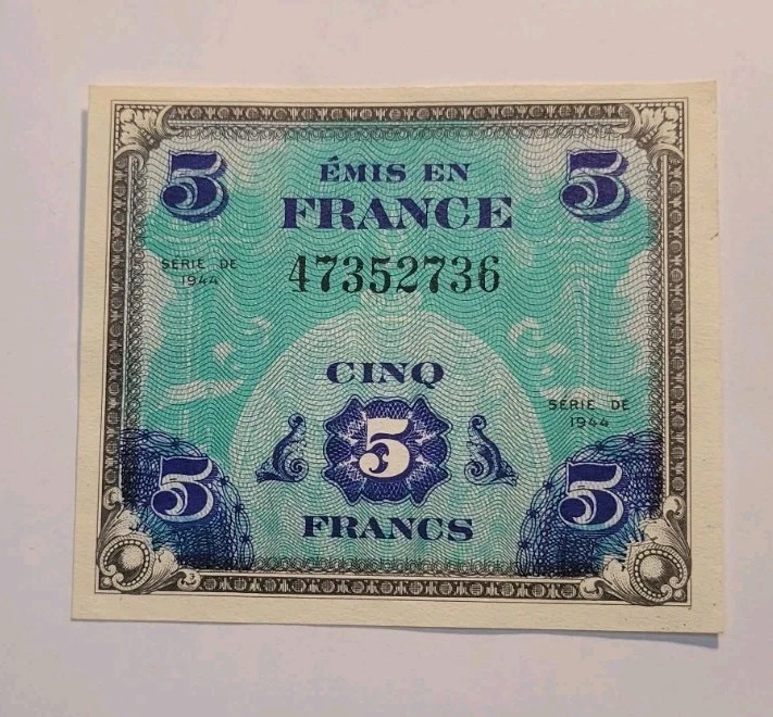 Circulated 1944 Year Military Currency French Paper Money for sale