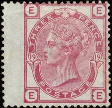1873 SG143 3d rose EE plate 19 wing margin spray of rose MOUNTED MINT GB fine