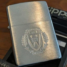 Waseda University Zippo Lighter Silver Polished Used Condition Non Sale Item