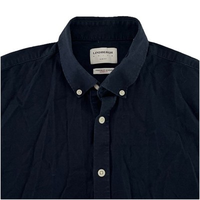 Lindbergh White Navy Slim Fit Freedom of Movement Superflex Shirt Button Men L