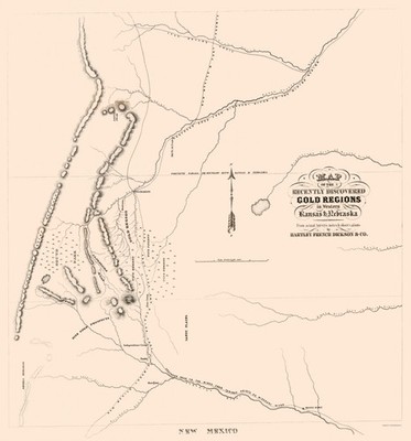 Historic Mine Map - Kansas Western Nebraska Gold Regions - Dickson 1859 -