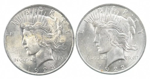 1923 & 1922 & Peace Silver Dollar $1 Bullion Collection Lot *897