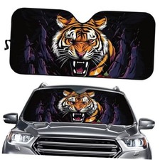Print Car Shade Front Windshield,Keep Car Interior Cool,Universal Auto Tiger