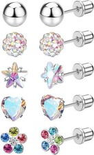 5 Pairs Titanium Earrings for Sensitive Ears Hypoallergenic Screw Back Earrings