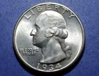 1934 Heavy Motto Washington Quarter  Ch. BU+