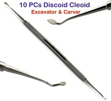 10 PCs Cleoid Discoid Excavator Restorative Carver Double Ended Dental Tools CE