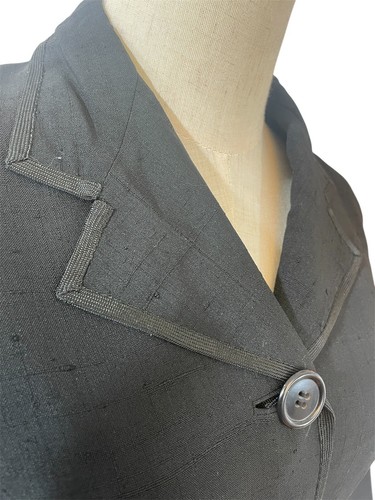 Vintage Late 1940s Raw Silk Black Jacket High End Tailored Post WWII New Look - Picture 8 of 13