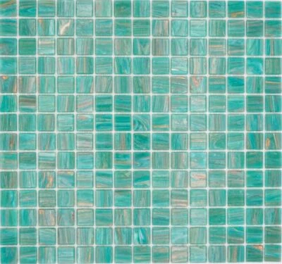 Carreaux de Mosaique Pâte Verre Vert Turquoise Cuivre Irisé 230-g65_F 10 Nattes - Photo 1/4