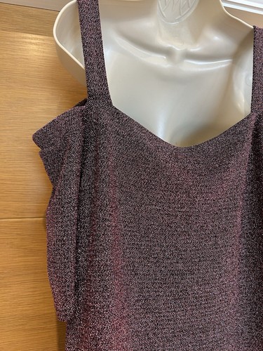 New Look Ladies Purple Shimmery Glitter Shoulder Dress Size L 14 16 42in Chest - Picture 13 of 20