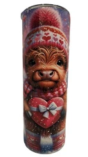 Baby Highland Cow Valentines 20oz Insulated Stainless Skinny Sublimation Tumbler