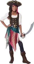 Boho Pirate Girl Caribbean Wench Captain Fancy Dress Up Halloween Child Costume