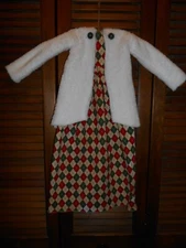 CHRISTMAS ARGYLE, Primitive Dress with Jacket, wall decor, Winter, Holiday EY