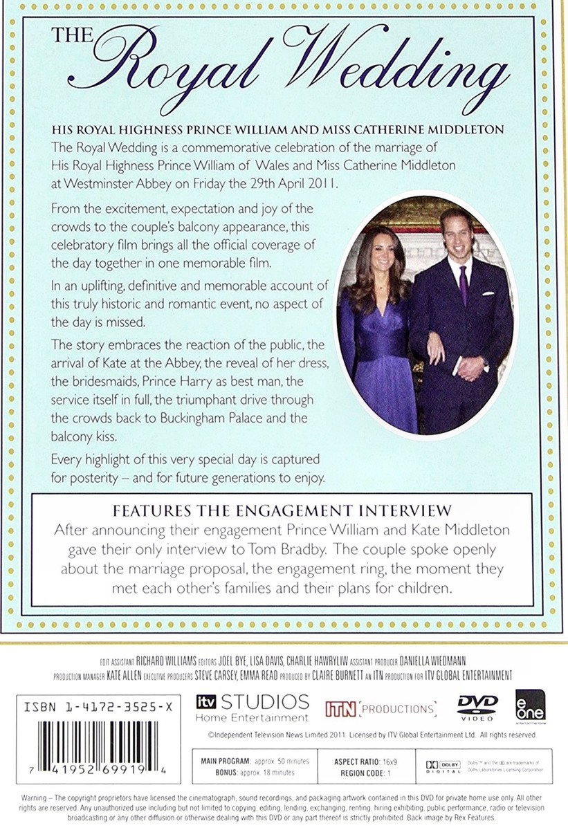 Royal Wedding Celebration: HRH Prince William and Miss Kate