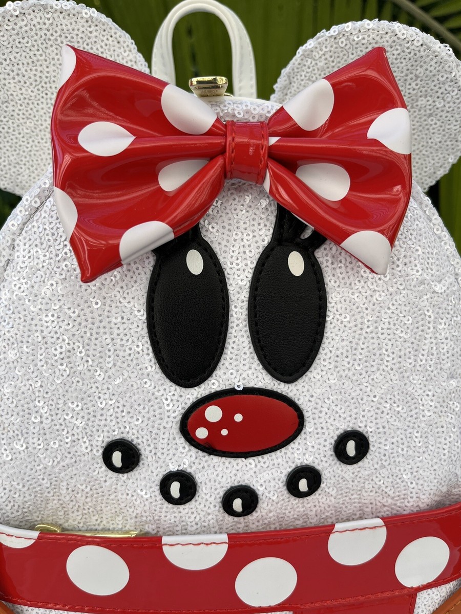 Loungefly Disney Minnie Mouse Snowmouse White Sequin Mini  display picture 1