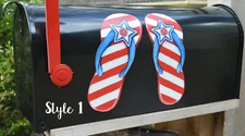 Mailbox Magnet (Partial Cover) Pair of Lg Sized Fourth of July Flip Flops Car