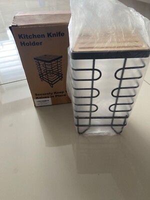 Modern Elegance Schwarz und Holz Moderner Küchenmesserhalter *hält bis zu 8 Stück*