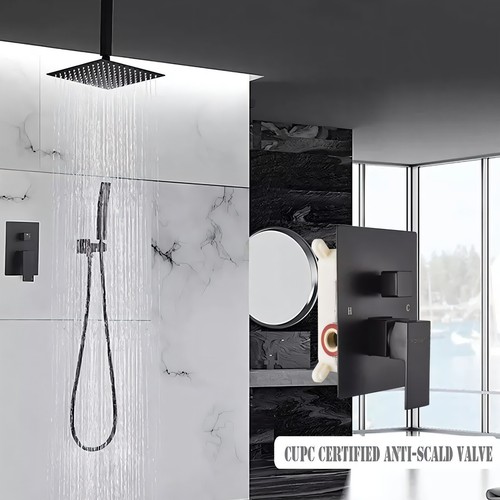 Bathroom Shower Faucet Set Luxury Rainfall Shower Head Combo System Mixer Valve - Picture 280 of 332