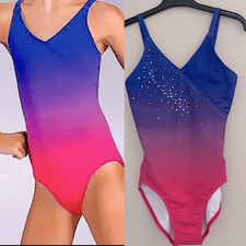 Weissman Costume solo dance rhinestone custom Ombre Leotard PL12366 XSA xs adult