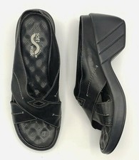 Softwalk womens 8M slip on Black Leather 2.5" heel