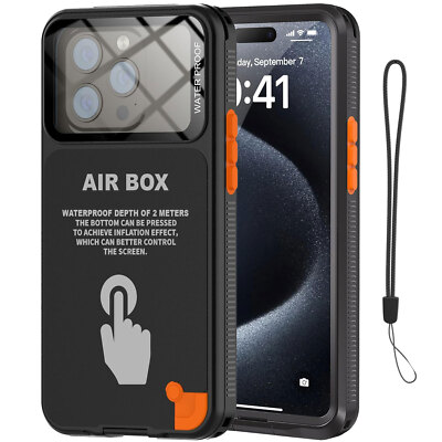 Self-Check Diving Waterproof Case Cover for iPhone 15 14 13 12 Pro Max 16 Plus