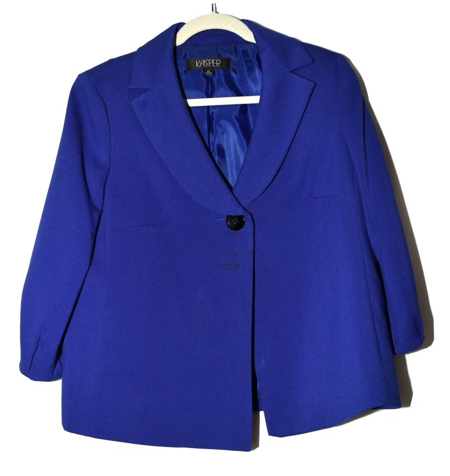 Kasper 2 Pc Purple V-Neck Single Button Blazer Jacket with Matching Top Size 10 - Image 4 of 4