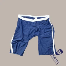 N2N Bodywear Men navy blue sheer mesh swim biker Jammer shorts size L XL