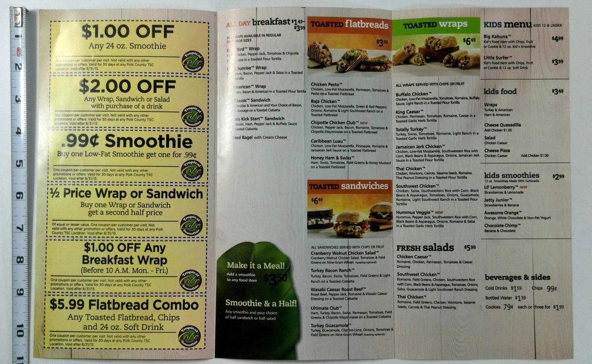 Tropical smoothie menu on sale prices